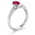 thumbnail image 3 of Gem Stone King 0.60 Ct Oval Red Ruby 10K White Gold Solitaire Engagement Ring, 3 of 4