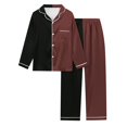 thumbnail image 7 of Womens Silk Pajamas Two Piece Womens Valentines Pajama Set Long Sleeve Button Down loungewear set Brown Pjs Sets for Women, 7 of 7