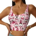 thumbnail image 2 of Haiem Garden Gnomes Pattern Womens Sports Bra - U Neck Padded Low Impact Yoga Bra Workout Crop Top Gym Moisture-Wicking Workout Vest -XX-Large, 2 of 9