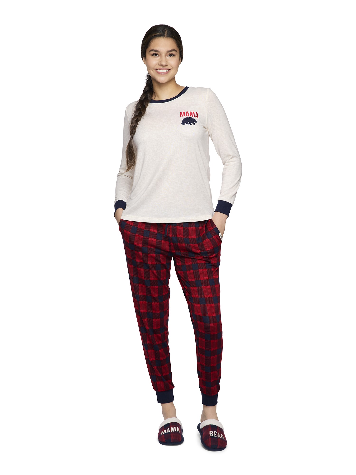 Dearfoams Women's Matching Family Pajama Set, Mama Bear, 2-Piece, Sizes S-3X