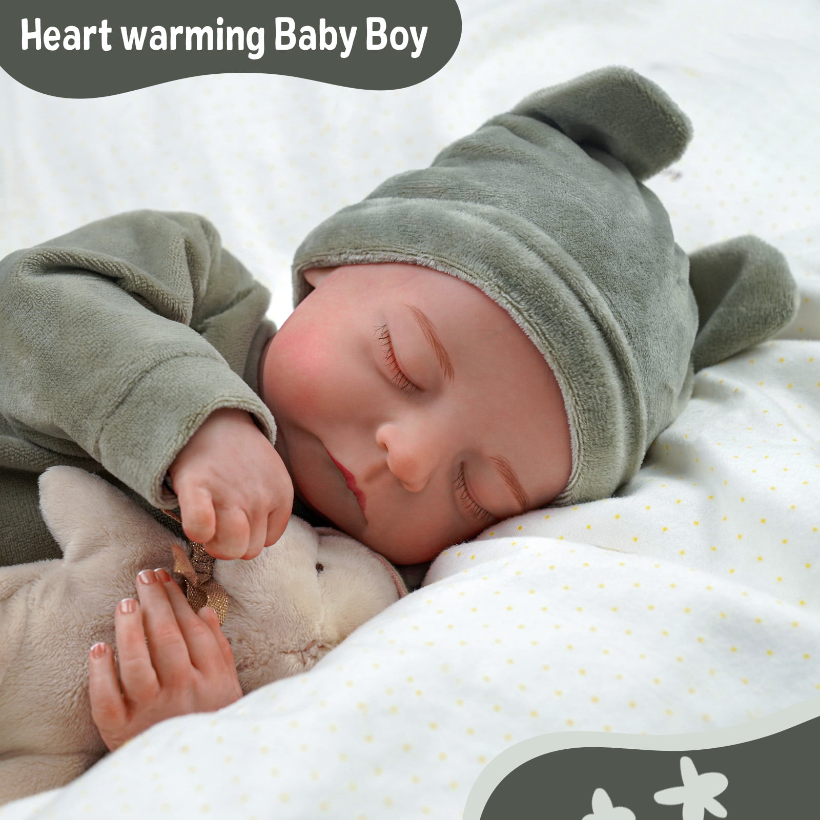 RSG Lifelike Reborn Baby Dolls - 17-Inch Soft Cloth Body Newborn Real Life Baby Dolls with Toy Accessories for Kids Age 3 +