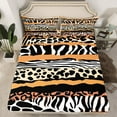 thumbnail image 2 of Feelyou Brown Zebra Leopard Full Size Sheets for Kid, Geometric Abstract Bed Sheets, Modern Fshion Sheet Sets, Ultra Soft Home Decor, 4pcs, 2 of 7