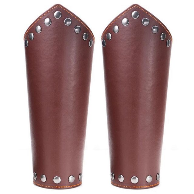2PCS Men Faux Leather Arm Guard Wax Rope Cosplay Wrist Guard Cycling Arm Guard