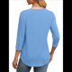thumbnail image 4 of Blusas de Mujer con Mangas 3/4, Cuello Redondo, Túnicas Casuales, Camisas Plisadas Básicas, Corte Holgado, 2025 Azul XXL, 4 of 5
