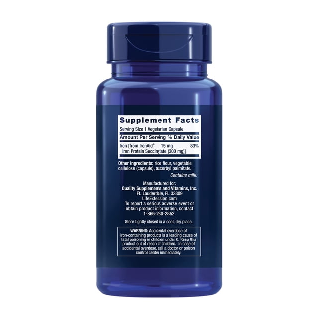 Suplemento Life Extension Iron Protein Plus para un rojo sal