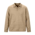 thumbnail image 6 of ZVAVZ Mens Knit Polos Shirts Long Sleeve Textured Collared T-Shirt Solid Loose Fit Vacation Tops Fashion Breathable Beach Tee Shirt Khaki S, 6 of 6