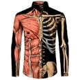 thumbnail image 2 of Camisa con botones de esqueleto con estampado 3D divertido para hombres y mujeres, camisetas de manga larga para carnaval, Halloween, Cosplay, ropa de calle unisex para hombre, 2 of 5