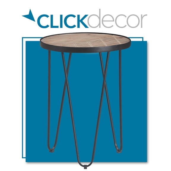 ClickDecor Farmhouse Side Table Wood and Black Metal