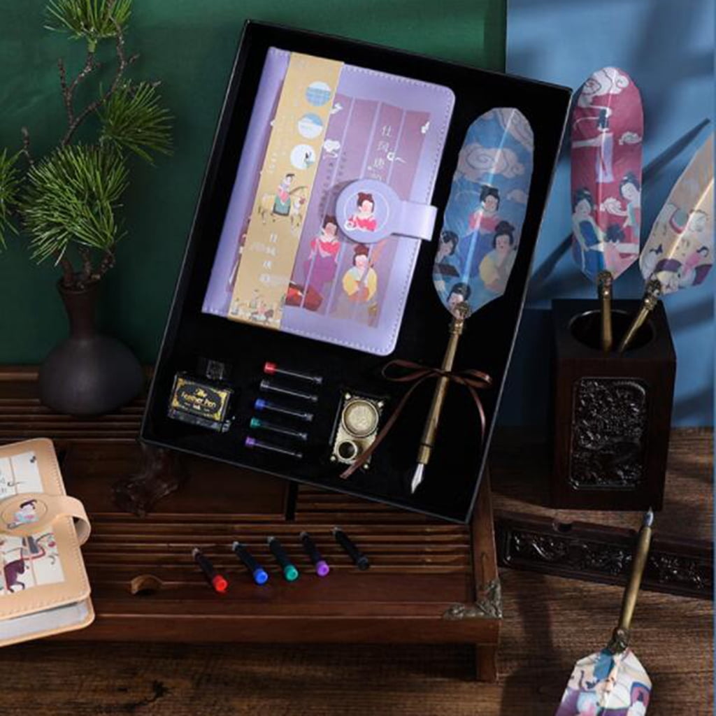 Retro Writing Quill Pen Exquisite Ornate Relief Pattern Design Pen Kits