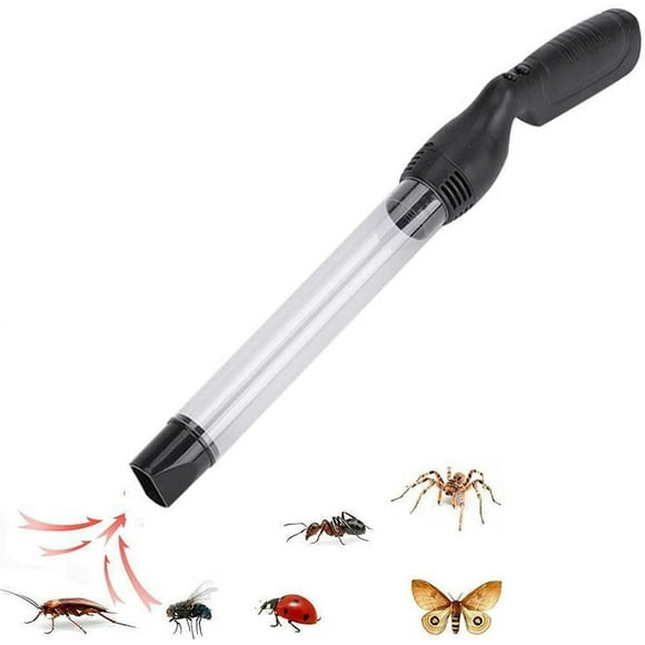 Vacuum insect catcher for spiders and insects, with USB rechargeable pest control for adults and children. Handheld LED flashlight suitable for bed bugs, beetles, and insect traps