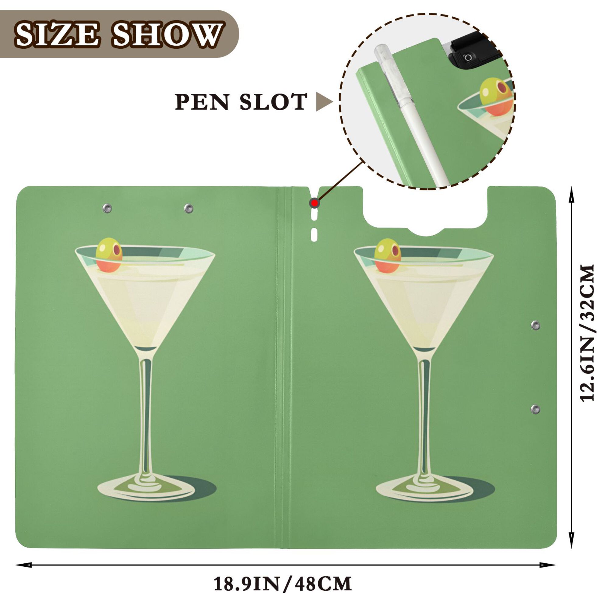 FORMRS A4 Clipboard Folder with Pen Holder Horizontal Foldable School Office Binder, Green Lemon Juice