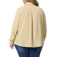 thumbnail image 3 of Agnes Orinda Women' s Plus Size Chiffon Shirt Long Sleeve Tops Button Down Collared Blouses 1X Apricot, 3 of 6