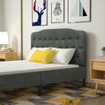 thumbnail image 4 of Costway Queen Upholstered Headboard Adjust Button Tufted Faux Linen Dark Grey, 4 of 10