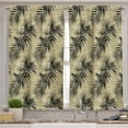 thumbnail image 2 of Palm Valance & Tier Curtain 3 pcs Set, Abstract Exotic Tropical Leaves with Pin-Scratched Paint Background Print, Window Treatments for Kitchen Room Decor, 55" x 36", Sepia and Charcoal Grey, 2 of 6