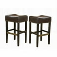 thumbnail image 3 of 30-inch Backless Brown Faux Leather Counter Stools (Set of 2) - Modern Style with Durable Hardwood Frame, 3 of 8