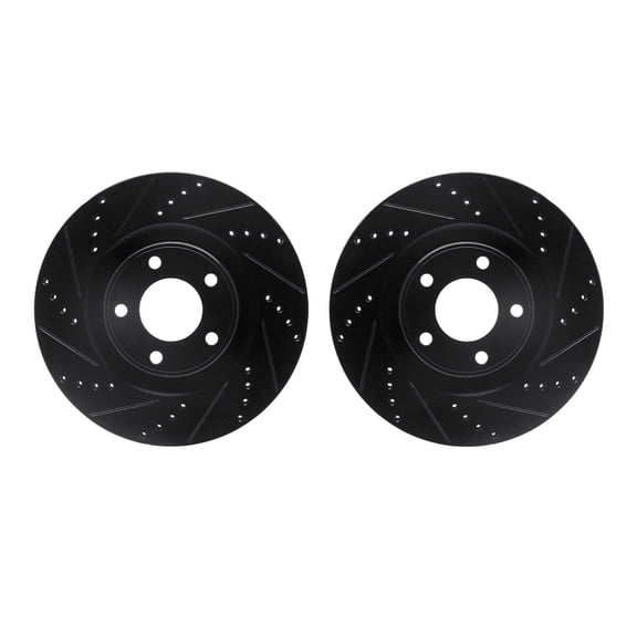 Dynamic Friction Company Front Brake Rotors-Drilled and Slotted-Black 8002-54051