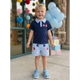 thumbnail image 4 of BemeyourBBs Toddler Baby Boys Back to School Outfit Baby First Day of School Outfits 2 3 4 5 6 7 Years Short Sleeve Embroidery Alphabet Shirt Plaid Shorts Set Toddler Boy Kindergarten Summer Outfit, 4 of 9