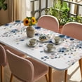 thumbnail image 3 of Navy Blue Flowers Table Cloths for 5 Foot Rectangle Tables, Spring Floral Elegant Pastoral Watercolor Patio Waterproof Elastic Fitted Tablecloths, Washable Rectangular Table Cover for Camping, 3 of 8