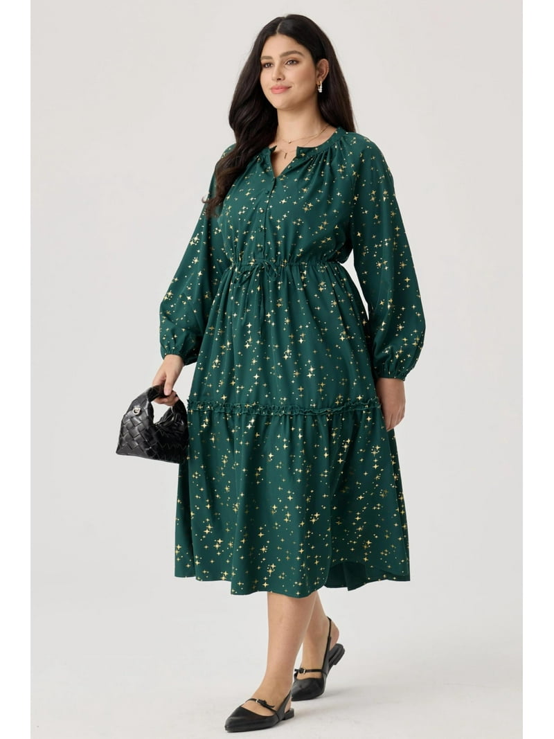 flowy star dress Starla Star Print Corset Maxi Dress - Navy | Occasion Dress in Sizes XXS–6X main image 0
