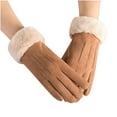thumbnail image 2 of BLTIBY Winter Gloves for Women Touch Screen Cold Weather Thermal Warm Windproof Suede Gloves Soft Thick Fleece Lining Glove Khaki One Size, 2 of 4