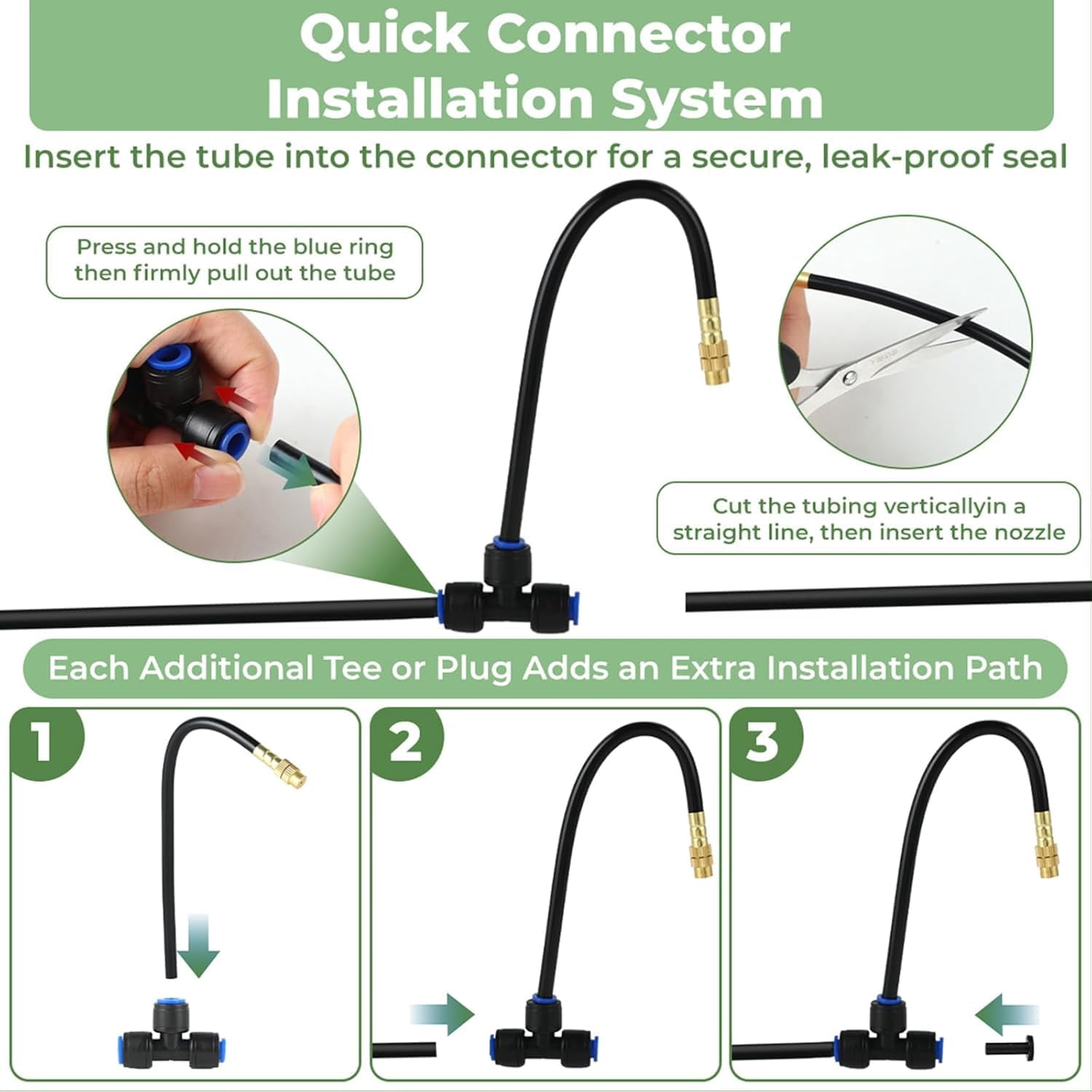 230ft Drip Irrigation System For Garden: 40 Nozzles 1/4" Pe Tubing Automatic Watering Kit Adjustable Misting Sprinkler Mister Hose Water Plants Tape Raised Beds Lawn Outdoor Yard Greenhouse
