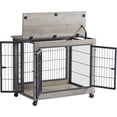 thumbnail image 5 of Dog Crate Furniture Dog Cage with 3 Doors and Lift Top, Dog Kennels for Inside Space, Wooden Dog Crate on Wheels, Gray, 5 of 6