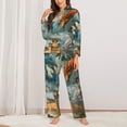 thumbnail image 2 of Fotbe Red Blue Dragon Battle Epic Conjunto de Pijama de Manga Larga para Mujer con Estampado, Ropa de Dormir de 2 Piezas, Conjunto de Casa Suave y Cómodo con Bolsillos-Large, 2 of 7