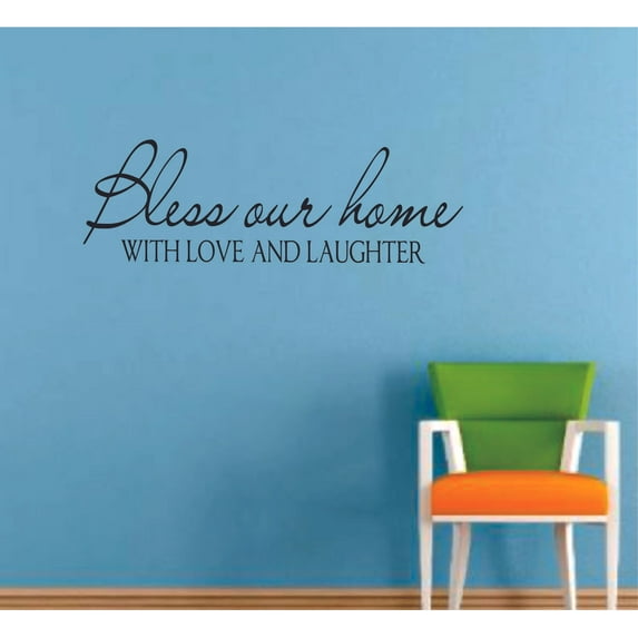 Bless Our Home With Love And Laughter Customized Wall Decal - Custom Vinyl Wall Art - Personalized Name - Baby Girls Boys Kids Bedroom Wall Decal Room Decor Wall Stickers Decoration Size (35x40 inch)