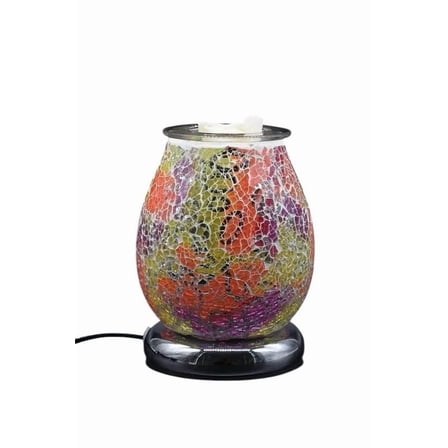 Multi Color Crackle Glass With Ovals Wax And Oil Warmer Electric Decorative