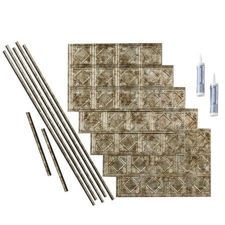 FASÄDE Traditional Style 4 Decorative Vinyl Backsplash 15 sq ft Kit in Bermuda Bronze