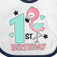 thumbnail image 4 of Inktastic 1st Birthday with Flamingo Stars and Hearts Girls Baby Bib, 4 of 4