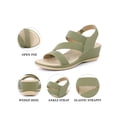 thumbnail image 4 of BLISSFUL STEP Women's Ankle Elastic Strap Wedge Heel Sandals Green 6, 4 of 5