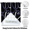 thumbnail image 3 of Swag Curtain Valances Blue Black Geometric Circle Swag Valances for Kitchen Windows Modern Abstract Lines Short Topper Curtains Valance Tier Pair for Kitchen Bedroom Living Room Bathroom 28"x36", 3 of 8