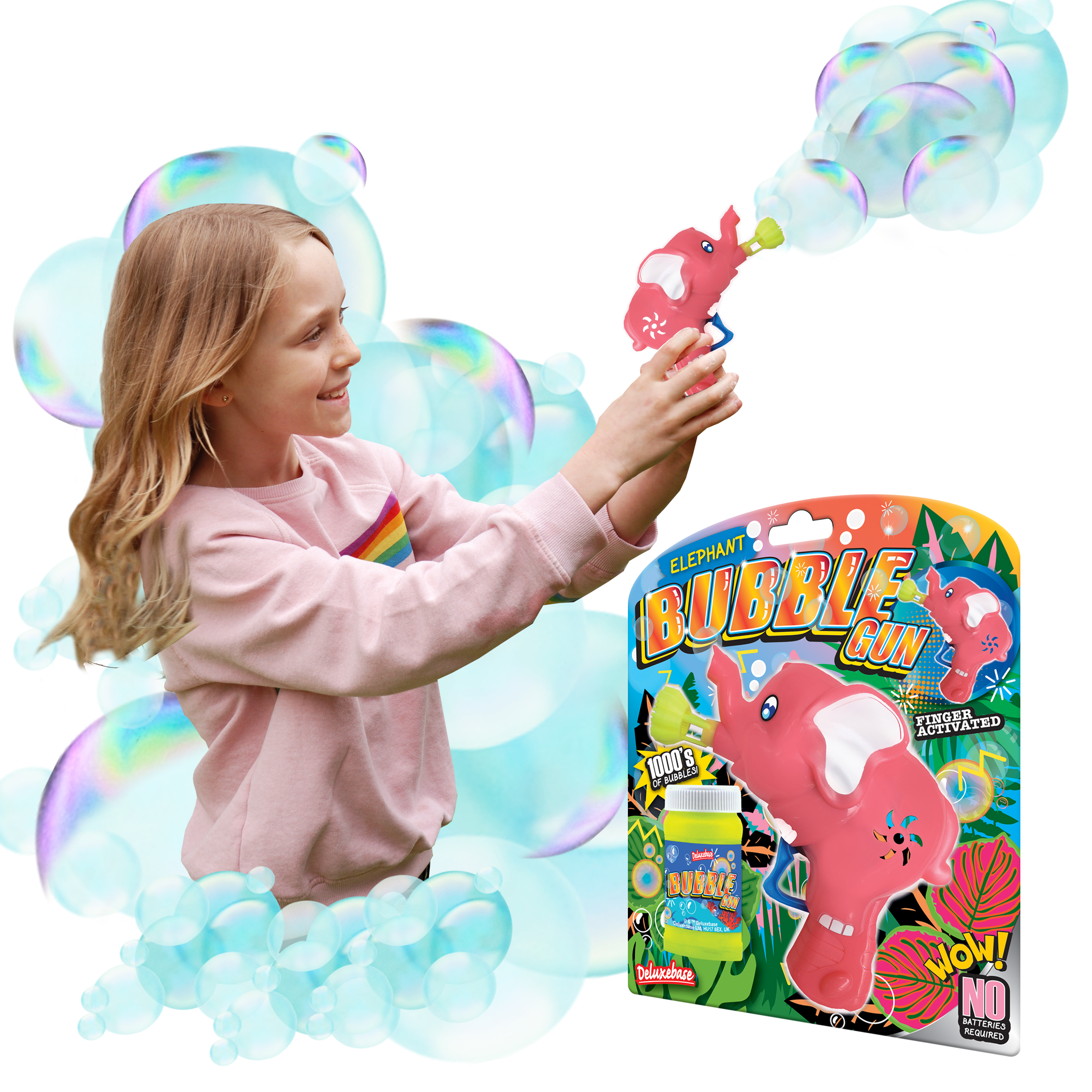 Bubble Gun Elephant from Deluxebase. Animal Bubble Blower Toy. Fun