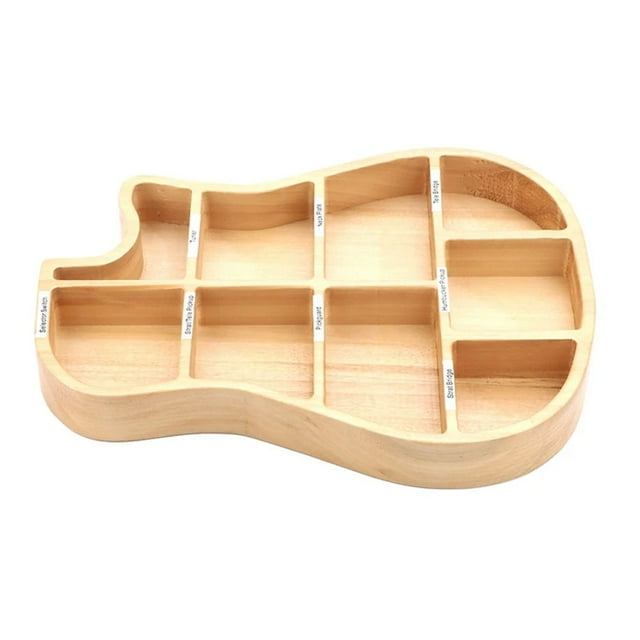 TFixol Modern Wooden Guitar Pick Storage Box with Multi-Compartment Design, Compact and Stylish for Easy Organization and Transport