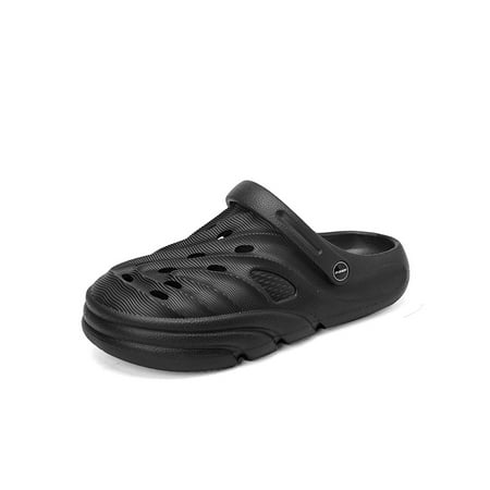 

SIMANLAN Mens Garden Shoes Summer Beach Sandals Slip On Clogs Pool Non-slip Water Sandal Home Adjustable Strap Shower Slippers Black 9