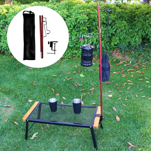 Lámpara de pie con clip de , plegable, ligera, de aleación de aluminio, portátil, ajustable, desmontable, soporte de lámpara para jardín, , rojo Macarena Soporte de linterna