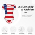 thumbnail image 4 of Bingfone Motif Drapeaux Américains Justaucorps à Col Rond pour Femmes, Manches Courtes à Boutons-Pression, Adapté pour Fête, Sport, Usage Quotidien-Moyen, 4 of 7
