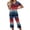 Royal Blue, variant on 4th of July Pajamas for Women Set Soft Comfy Pajamas Red Blue and White Star Print Short Sleeve Tops Capri Pants Pjs Set with Pockets
