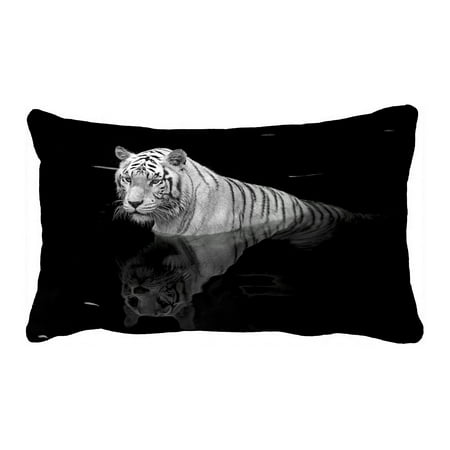 Auburn Tigers Throw Pillow - PHFZK Animal Pillow Case, Black And White Tiger Standing in Water Pillowcase Throw Pillow Cushion Cover Two Sides Size 20x30 inches