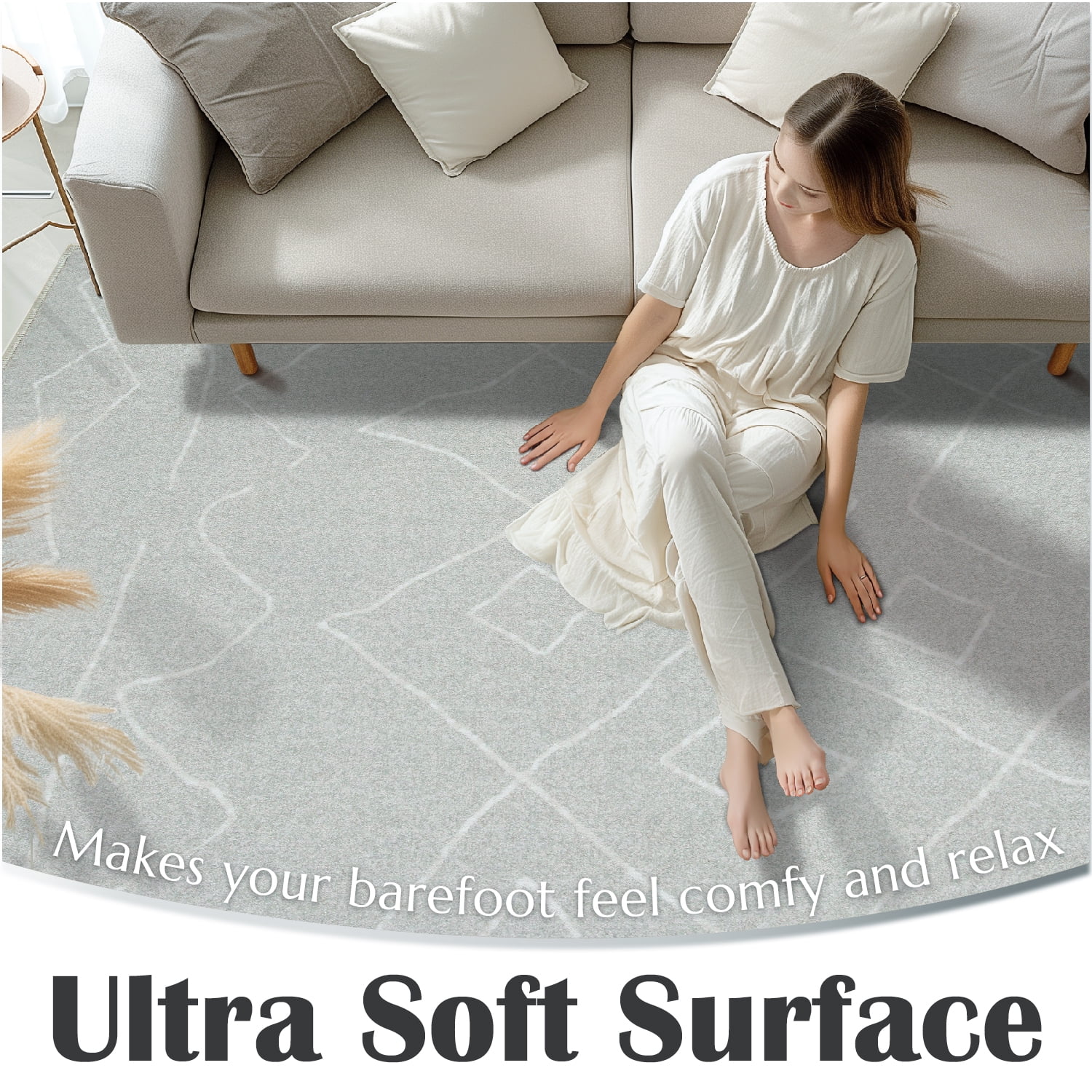 RUGKING 5x7 Area Rug Non Slip Washable Rug Modern Boho Carpet Gray Mat for Dinning Room Living Room Bedroom