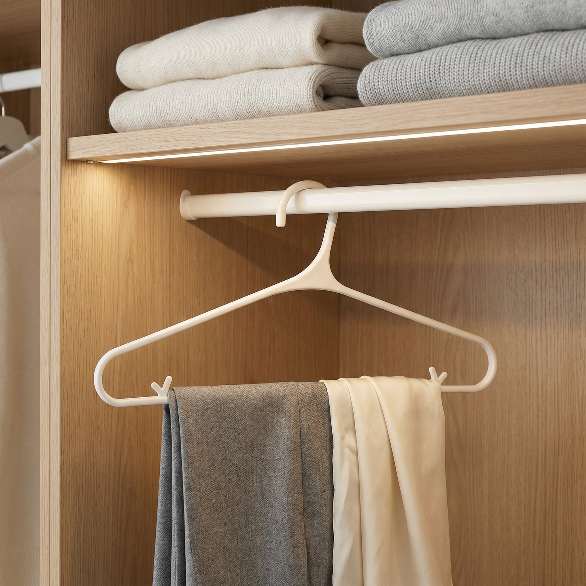 Unique Bargains 10Pcs Plastic Nonslip Hangers With Pinch Clips White