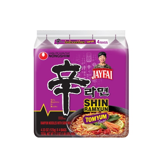 Nongshim Shin Tom Yum (Jay Fai), 4.33 oz (123g), 4 pack