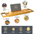 thumbnail image 3 of Bambusi Bamboo Bathtub Tray With Extending Sides, Reading Rack, Tablet Holder, Cellphone Tray & Integrated Wine Glass Holder, 3 of 8