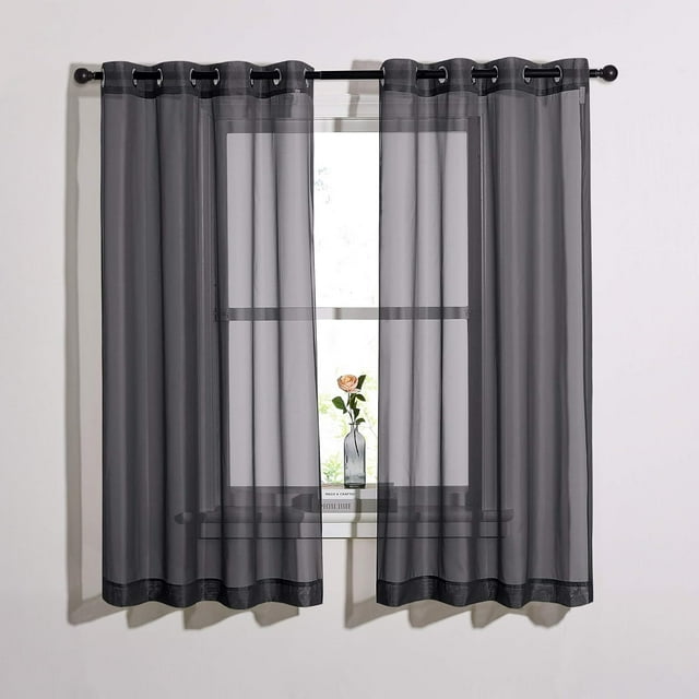Sheer Curtains es Long with Eyelet Sheers Window Curtains Panels Privacy Light Filtering Voile Grommet Top Drapes for Living Room/Hotel Rideaux ( Wide )