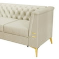 thumbnail image 6 of Velvet Chesterfield Sofa, 3-Seat Sofa with Gold Metal Legs, 82" Futon Tufted Sofa with Removable Cushion, Accent Arm Sofa Furniture  for Living Room, Office, Bedroom, Apartment, Beige, 6 of 7