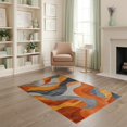 thumbnail image 2 of ODIKA 4'x6' Machine Washable Non-Slip Area Rug, Chic Abstract in Burnt Orange and Slate Grey Design High Traffic Rug, Orange, 104662, 2 of 7