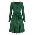 thumbnail image 1 of Vestido Midi Manga Larga,Vestido Manga Larga Redondo Mujer Vestido Manga Larga Mujer Vestido Cuello Redondo Tecnología Avanzada, 1 of 5