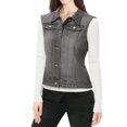 thumbnail image 3 of MODA NOVA Juniors Washed Chest Flap Pockets Single Breasted Denim Vest Jacket, 3 of 4