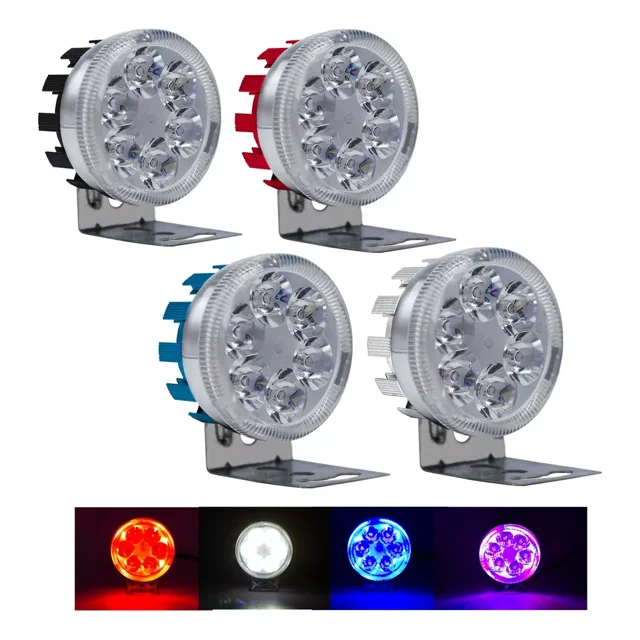 1 Pz Faro Redondo 6 Led Aro Rgb Moto Auto Universal 4x4 12v
